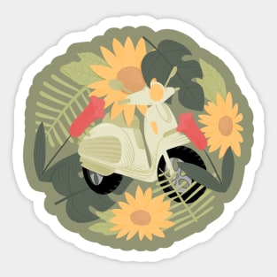 my scooter behind the flowers Sticker